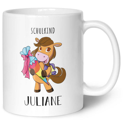 Bedruckte Tasse mit Motiv - Einschulung Pferd