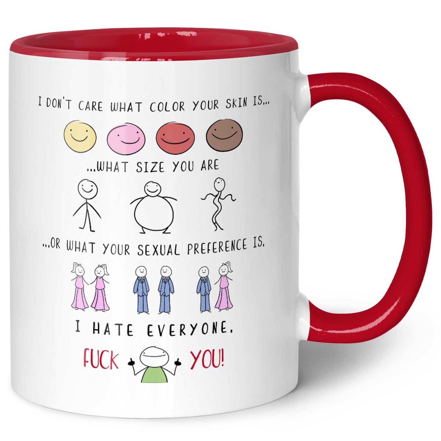 Bedruckte Tasse mit Spruch - "I hate everyone"