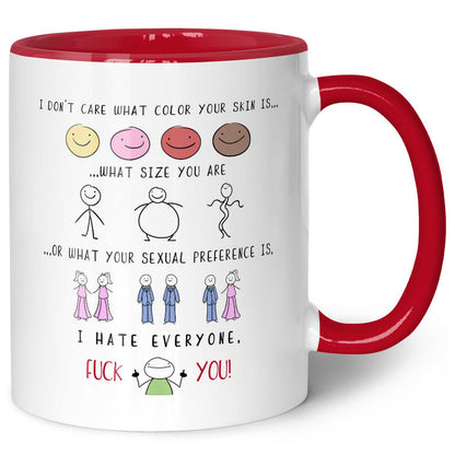 Bedruckte Tasse mit Spruch - "I hate everyone"