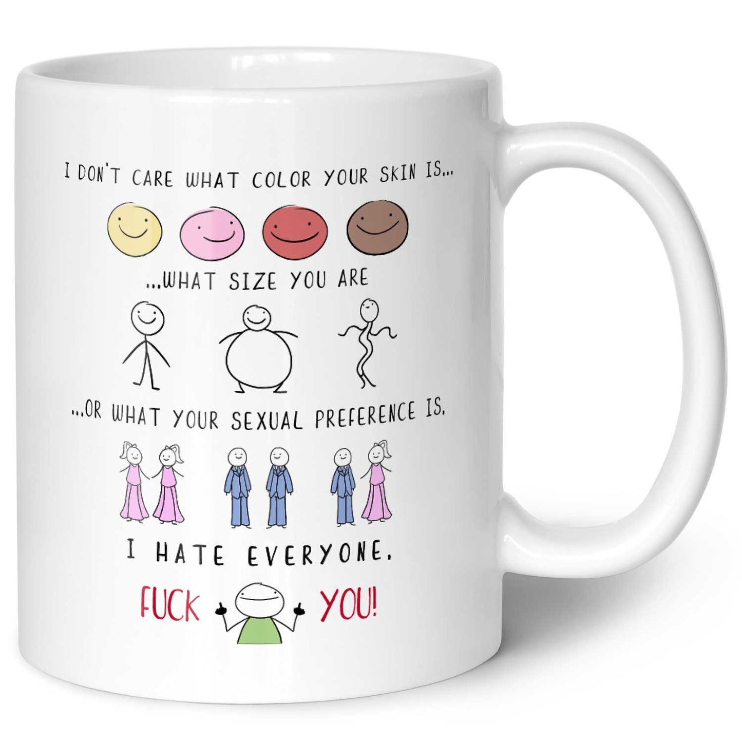 Bedruckte Tasse mit Spruch - "I hate everyone"