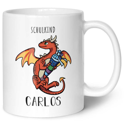 Bedruckte Tasse mit Motiv - Einschulung Drache