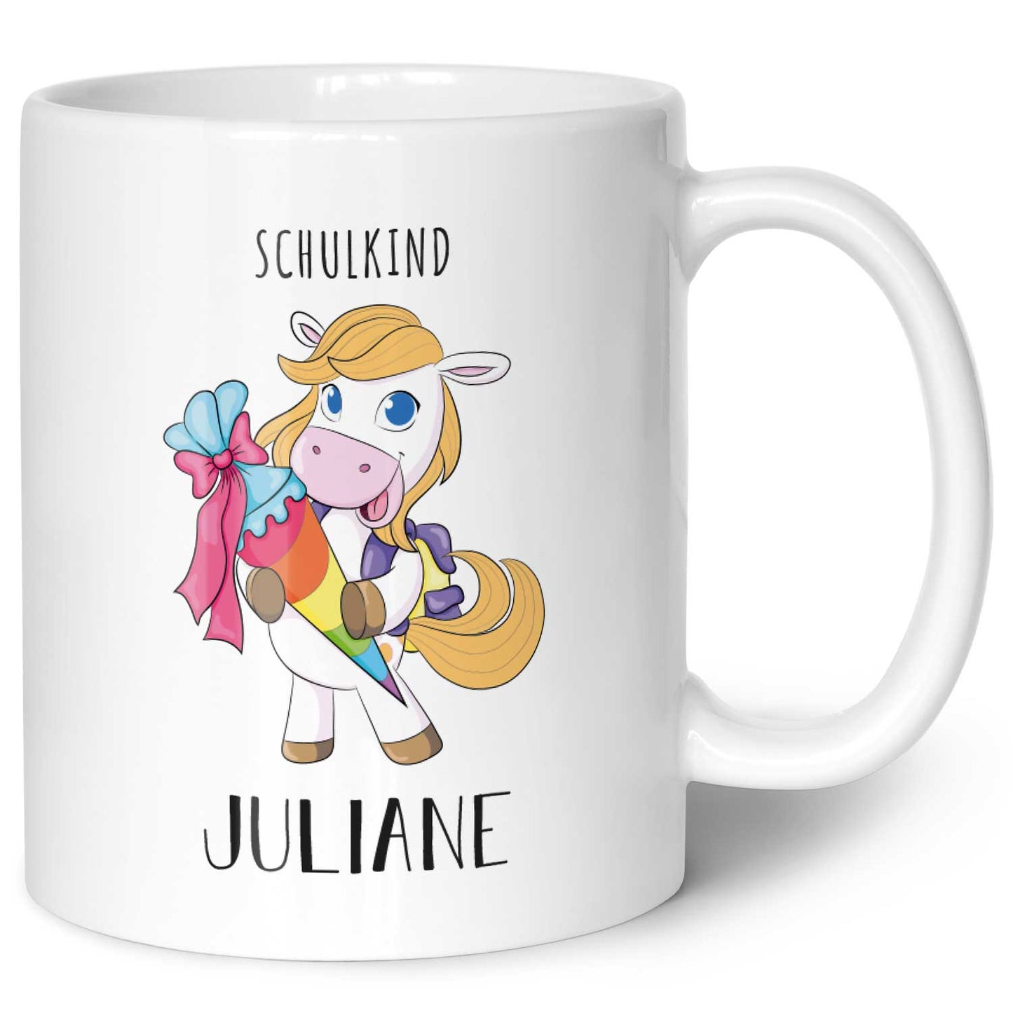 Bedruckte Tasse mit Motiv - Einschulung Pferd