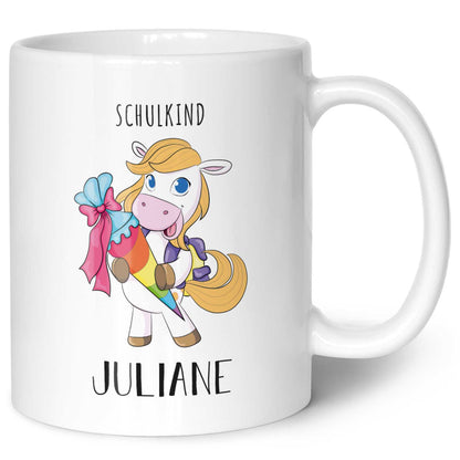 Bedruckte Tasse mit Motiv - Einschulung Pferd