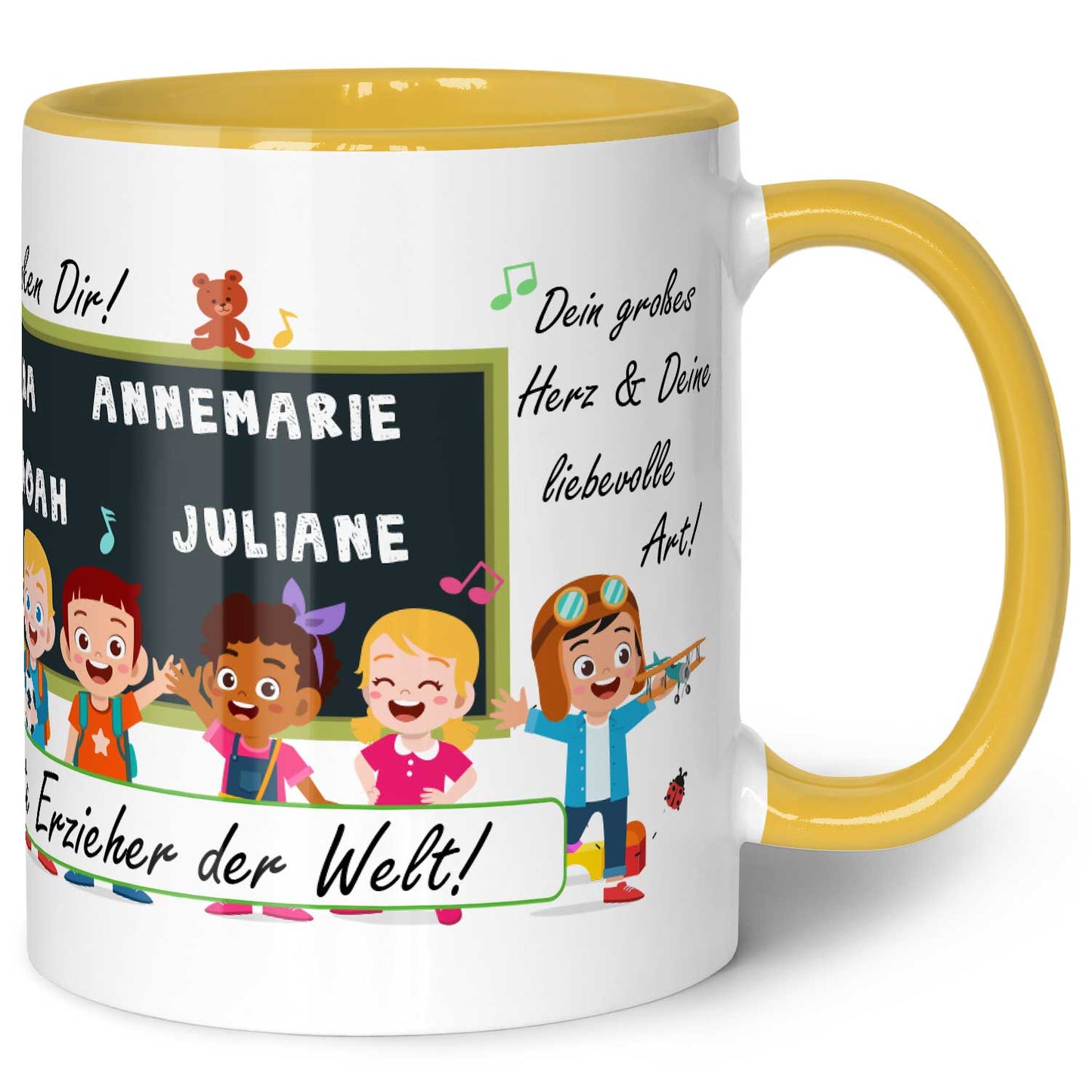 Bedruckte Tasse mit Spruch Erzieher/in Abschied mit Tafel