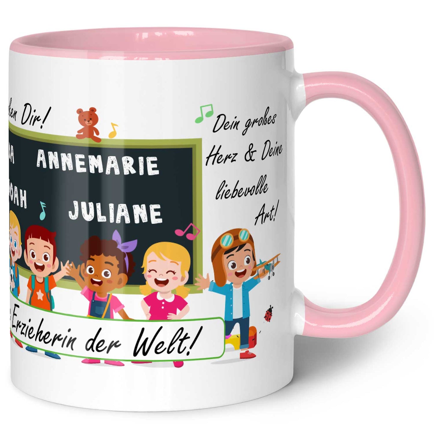 Bedruckte Tasse mit Spruch Erzieher/in Abschied mit Tafel