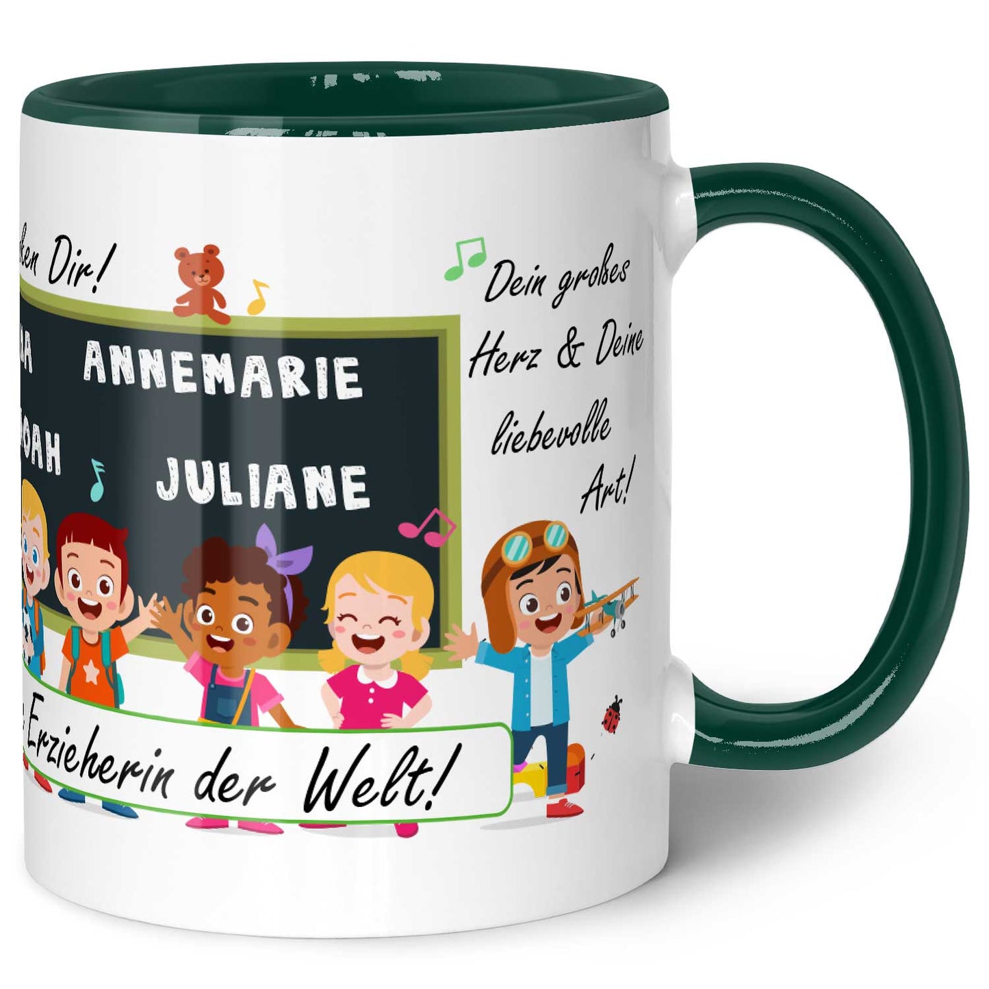 Bedruckte Tasse mit Spruch Erzieher/in Abschied mit Tafel