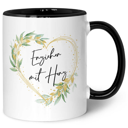Bedruckte Tasse mit Spruch - Erzieher mit Herz