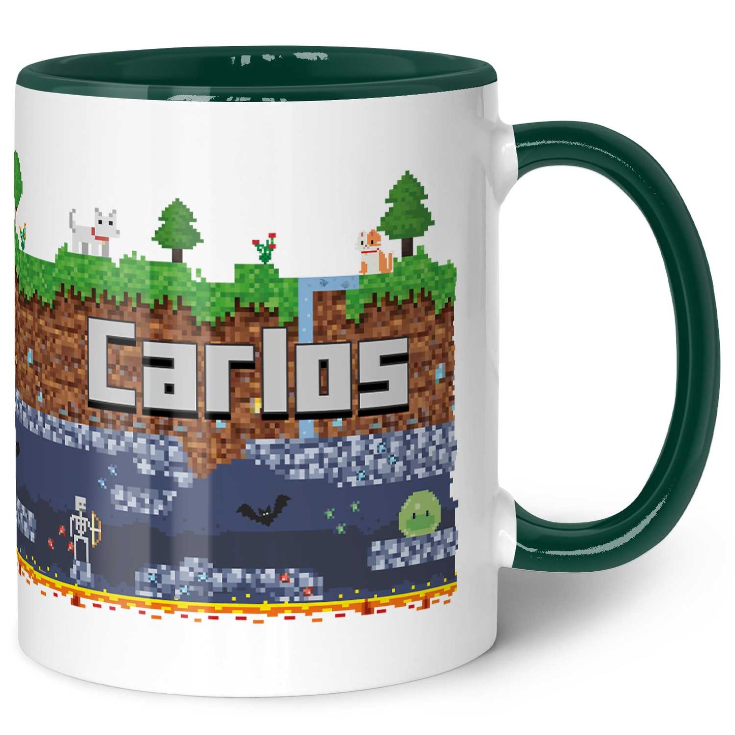 Bedruckte Tasse mit "Pixelerde" Motiv