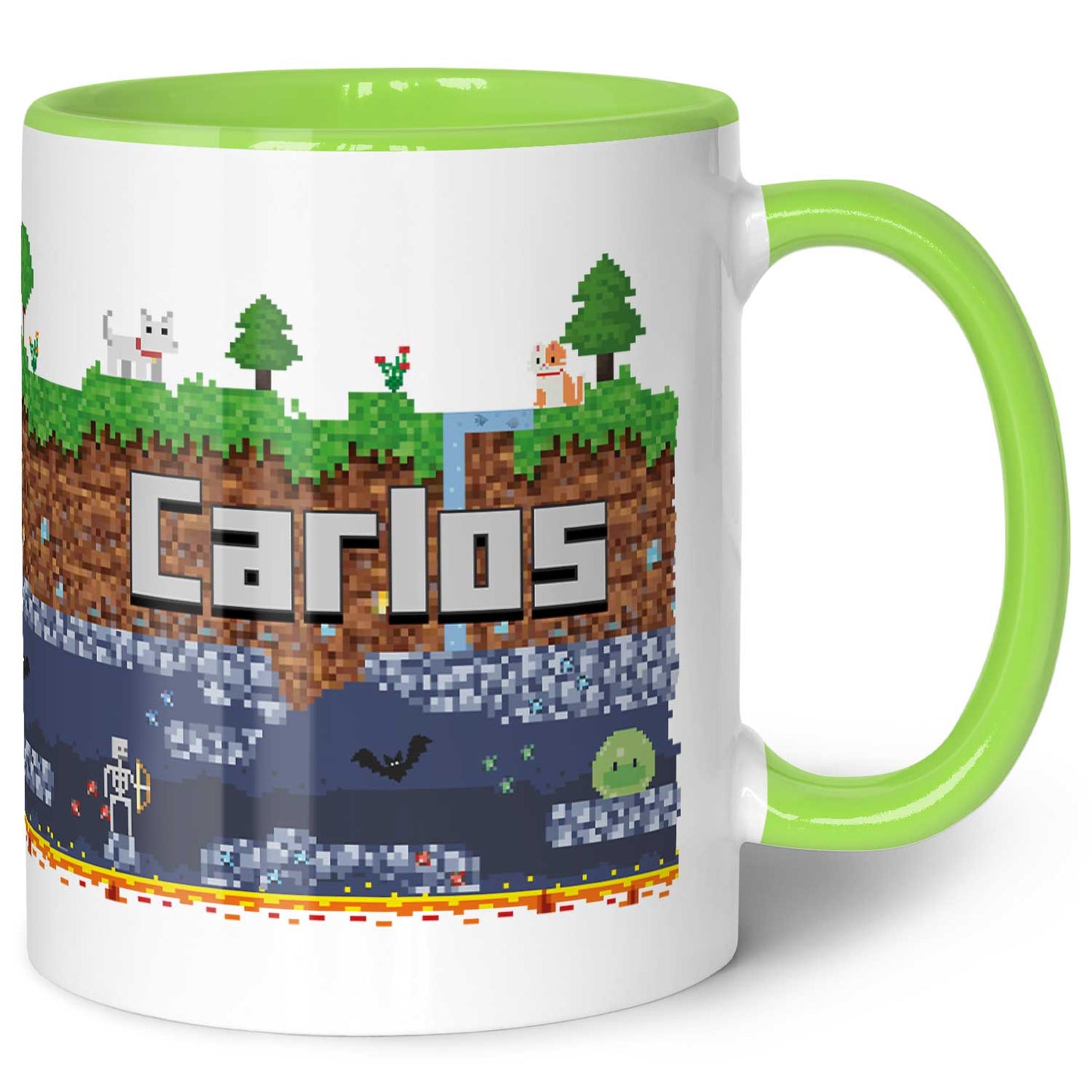 Bedruckte Tasse mit "Pixelerde" Motiv