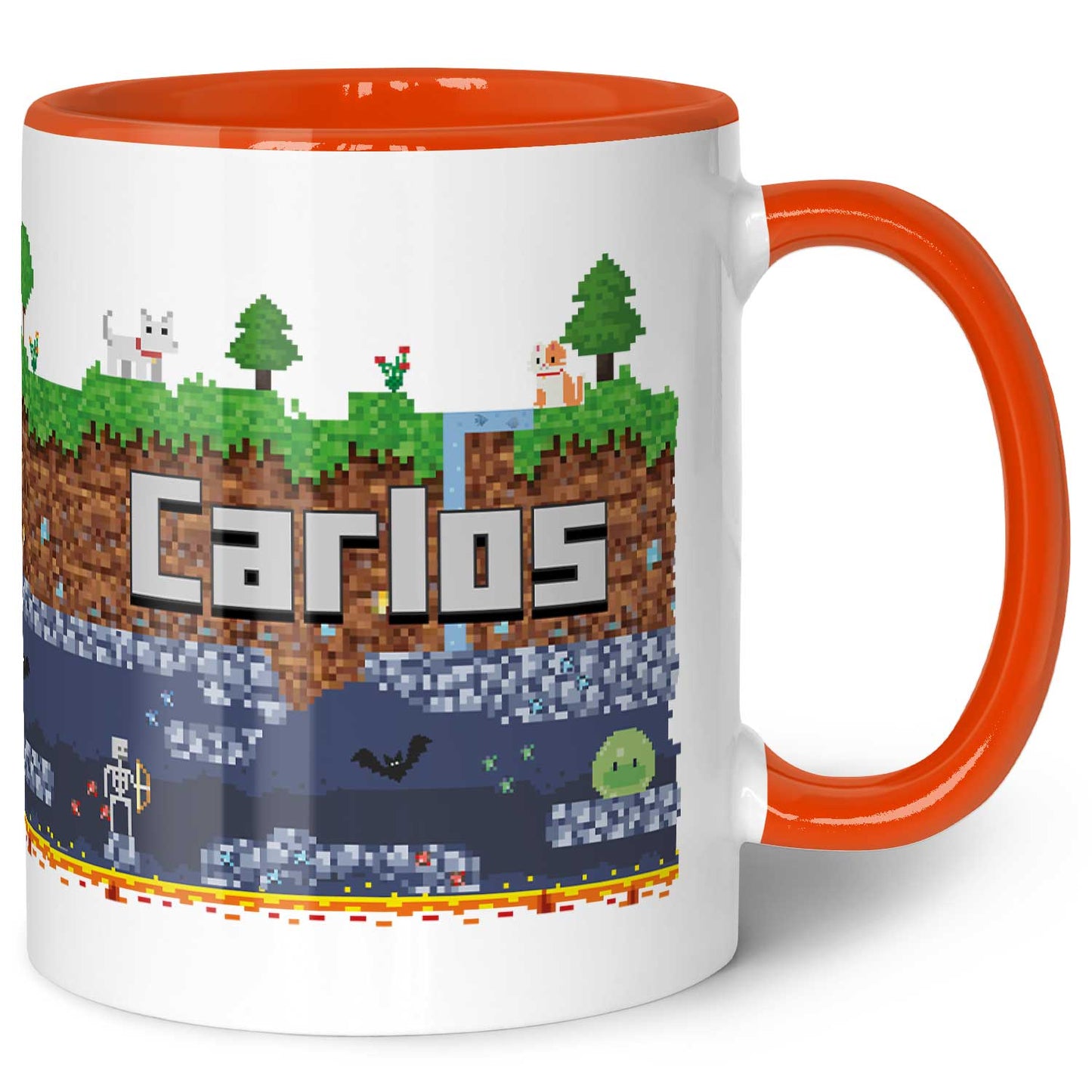 Bedruckte Tasse mit "Pixelerde" Motiv