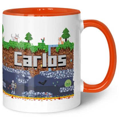 Bedruckte Tasse mit "Pixelerde" Motiv