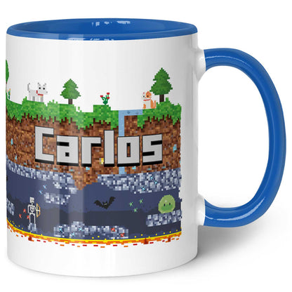 Bedruckte Tasse mit "Pixelerde" Motiv