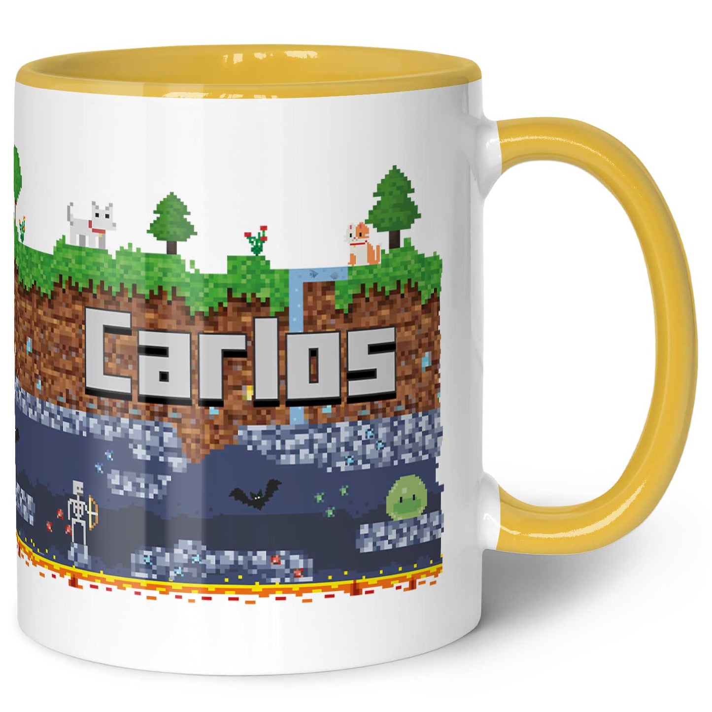 Bedruckte Tasse mit "Pixelerde" Motiv