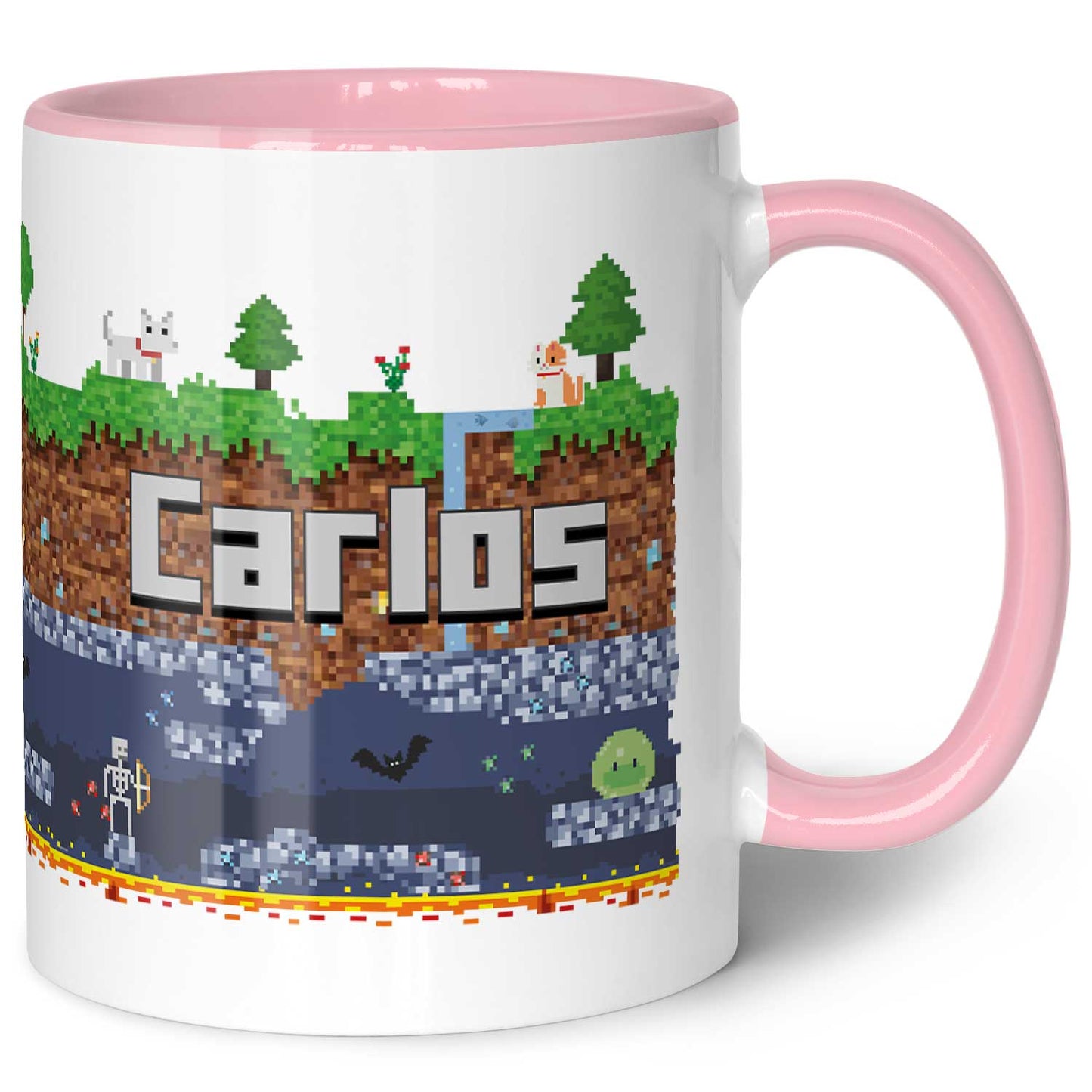 Bedruckte Tasse mit "Pixelerde" Motiv