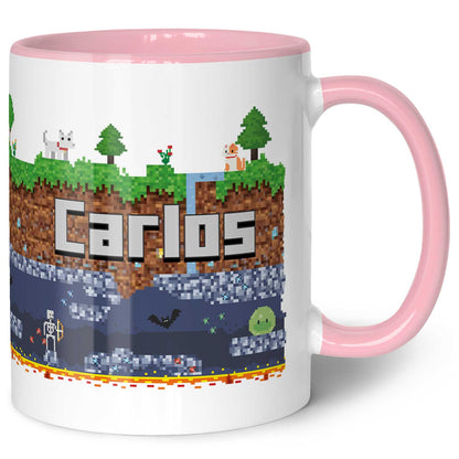 Bedruckte Tasse mit "Pixelerde" Motiv