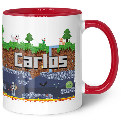 Bedruckte Tasse mit "Pixelerde" Motiv