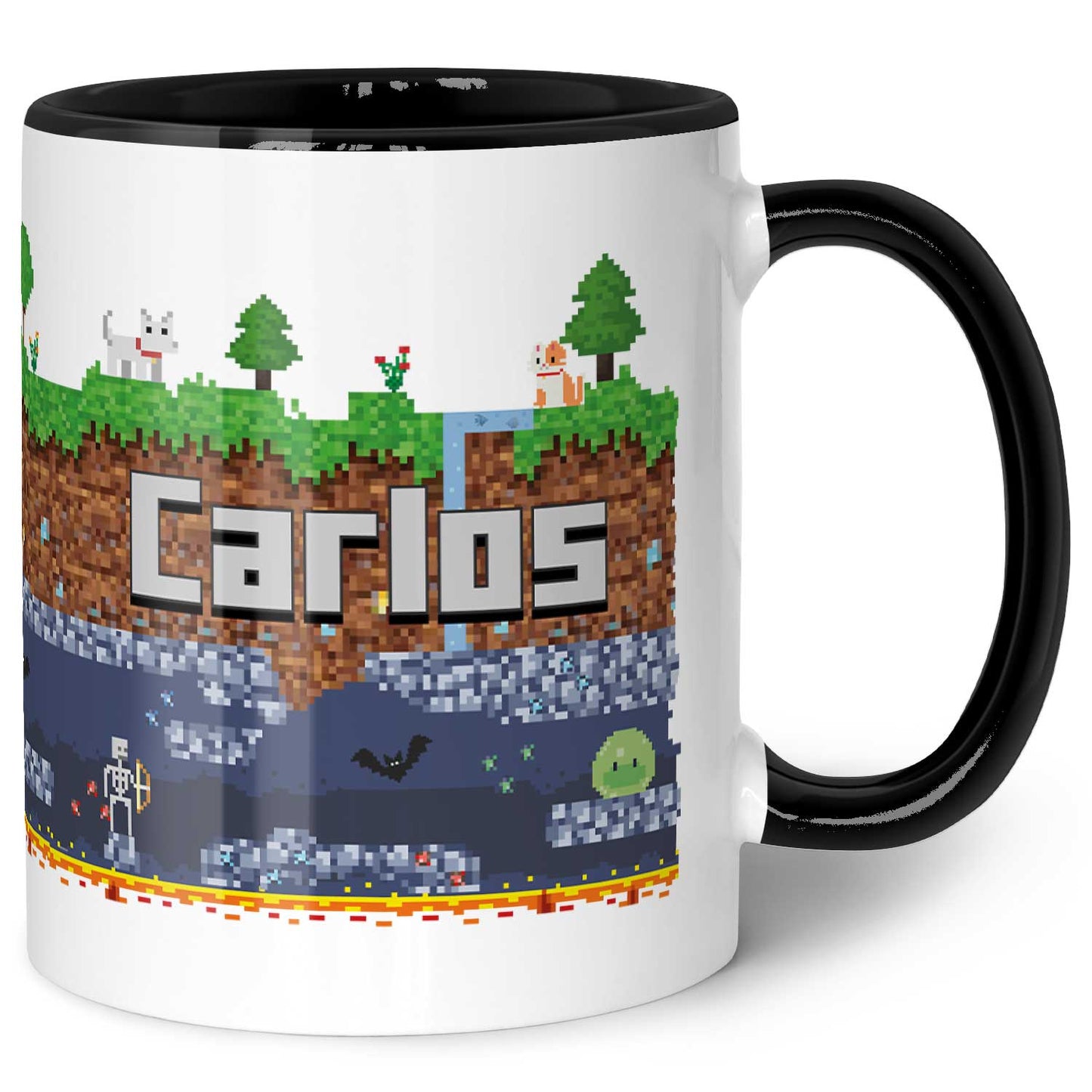 Bedruckte Tasse mit "Pixelerde" Motiv