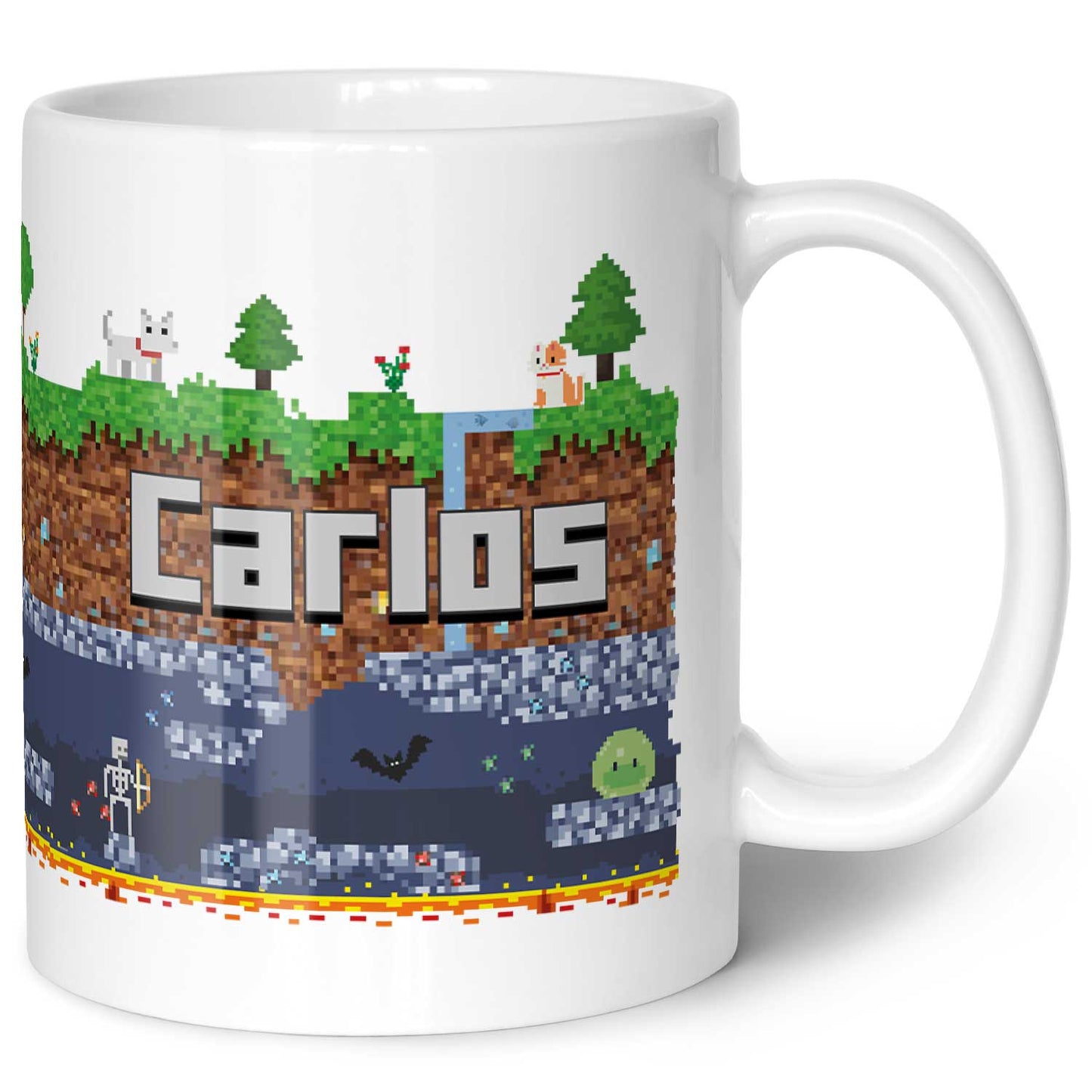 Bedruckte Tasse mit "Pixelerde" Motiv