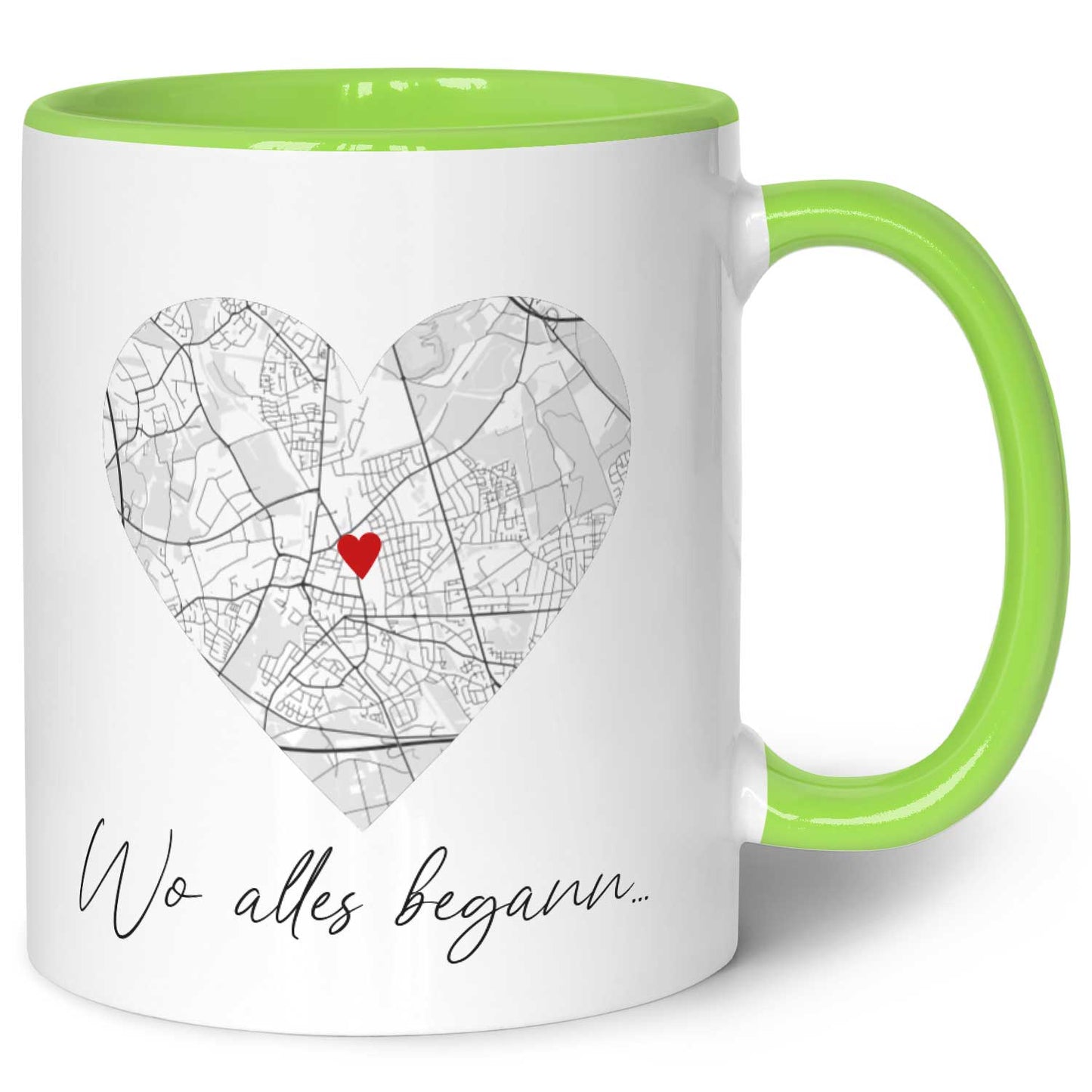 Bedruckte Tasse mit "Wo alles begann" Motiv - Personalisiertes Geschenk mit Wunschkoordinaten