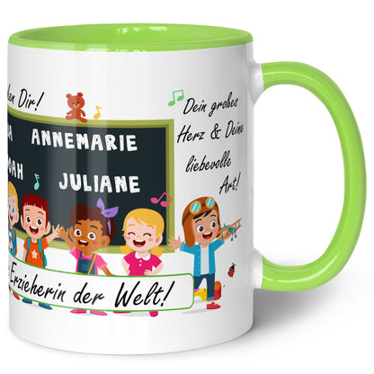 Bedruckte Tasse mit Spruch Erzieher/in Abschied mit Tafel