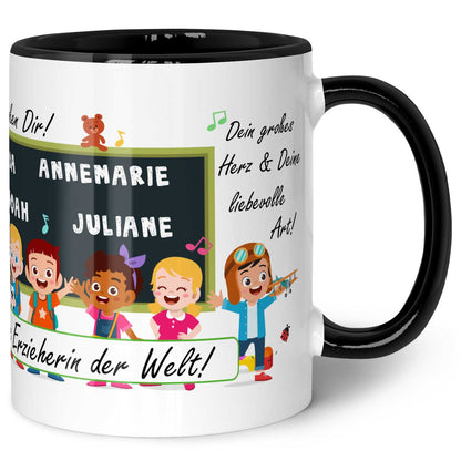 Bedruckte Tasse mit Spruch Erzieher/in Abschied mit Tafel