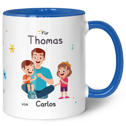 Bedruckte Tasse mit Spruch Hinter jedem glücklichen Kind