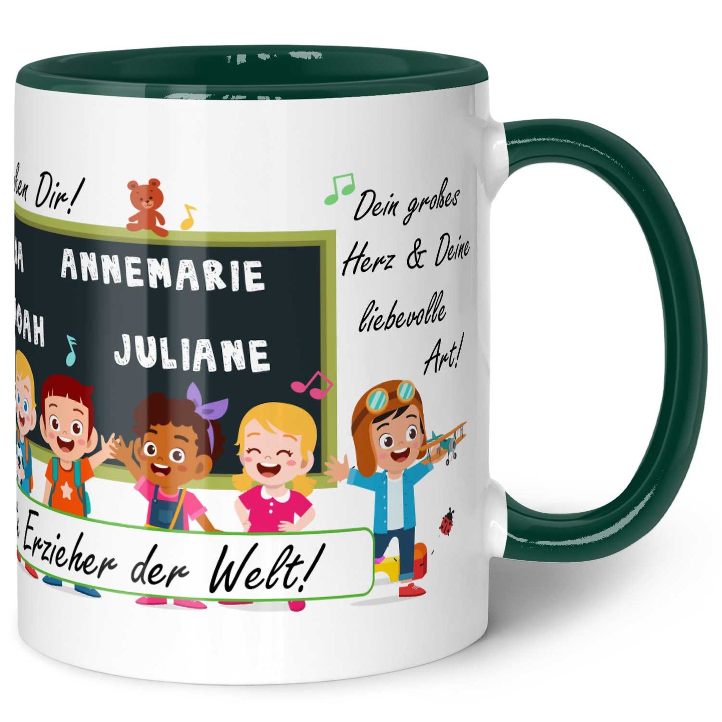 Bedruckte Tasse mit Spruch Erzieher/in Abschied mit Tafel