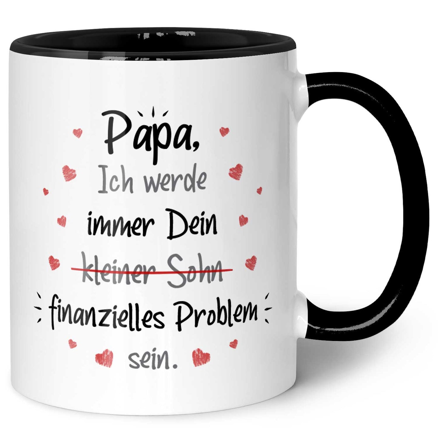 Bedruckte Tasse mit Spruch Finanzielle Belastung