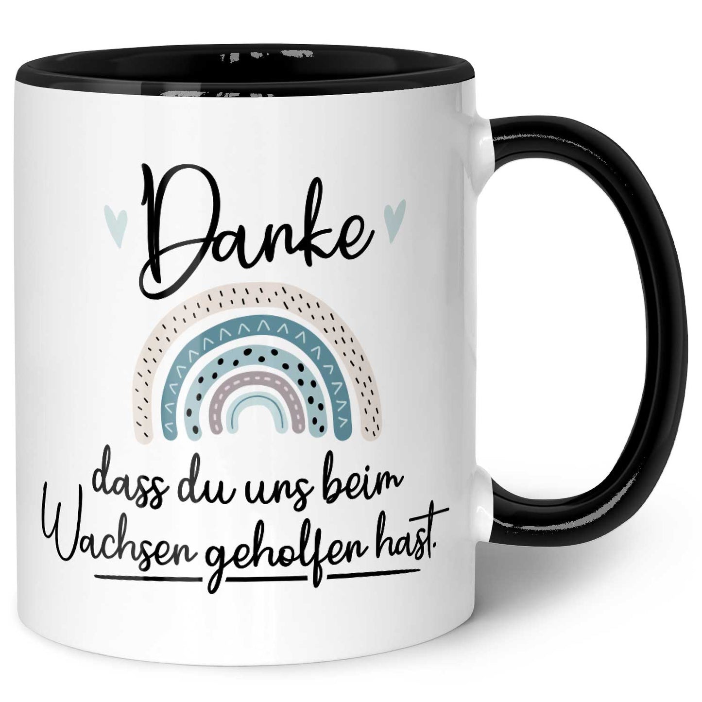 Bedruckte Tasse mit Spruch - "Danke dass du uns beim Wachsen geholfen hast" V2