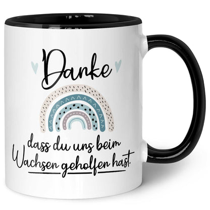 Bedruckte Tasse mit Spruch - "Danke dass du uns beim Wachsen geholfen hast" V2