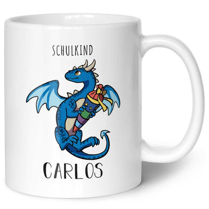 Bedruckte Tasse mit Motiv - Einschulung Drache