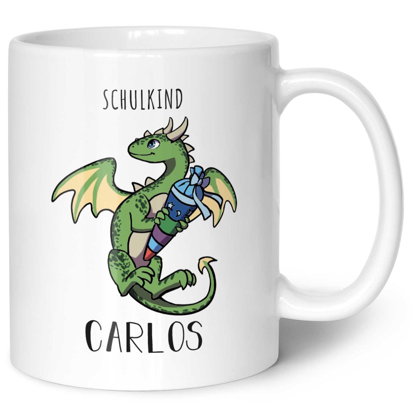 Bedruckte Tasse mit Motiv - Einschulung Drache