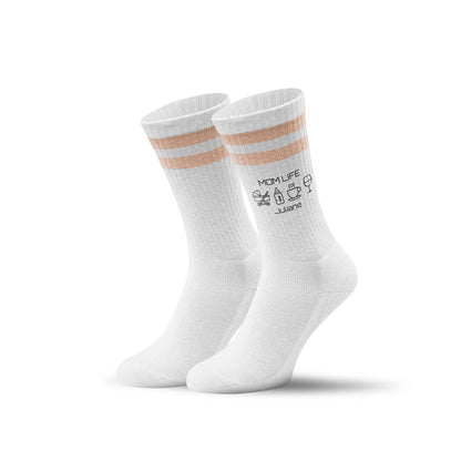 Tennissocken - Mom Life - personalisiert mit Namen