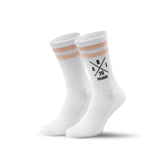 Tennissocken - Abi Kreuz - personalisiert mit Namen & Jahr
