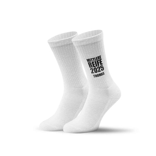 Tennissocken - Mittlere Reife - personalisiert mit Namen & Jahr
