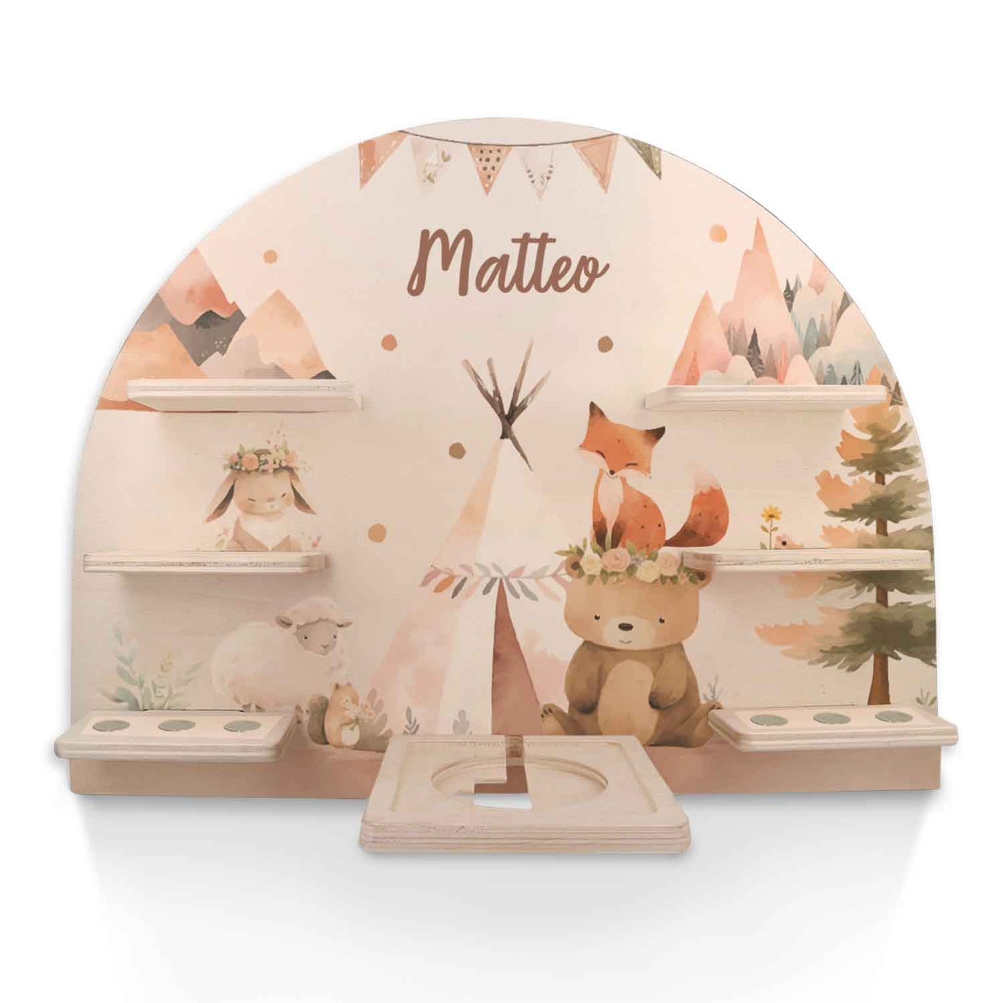 Toniebox Regal für Kinderzimmer - Camping - Personalisiert mit Namen