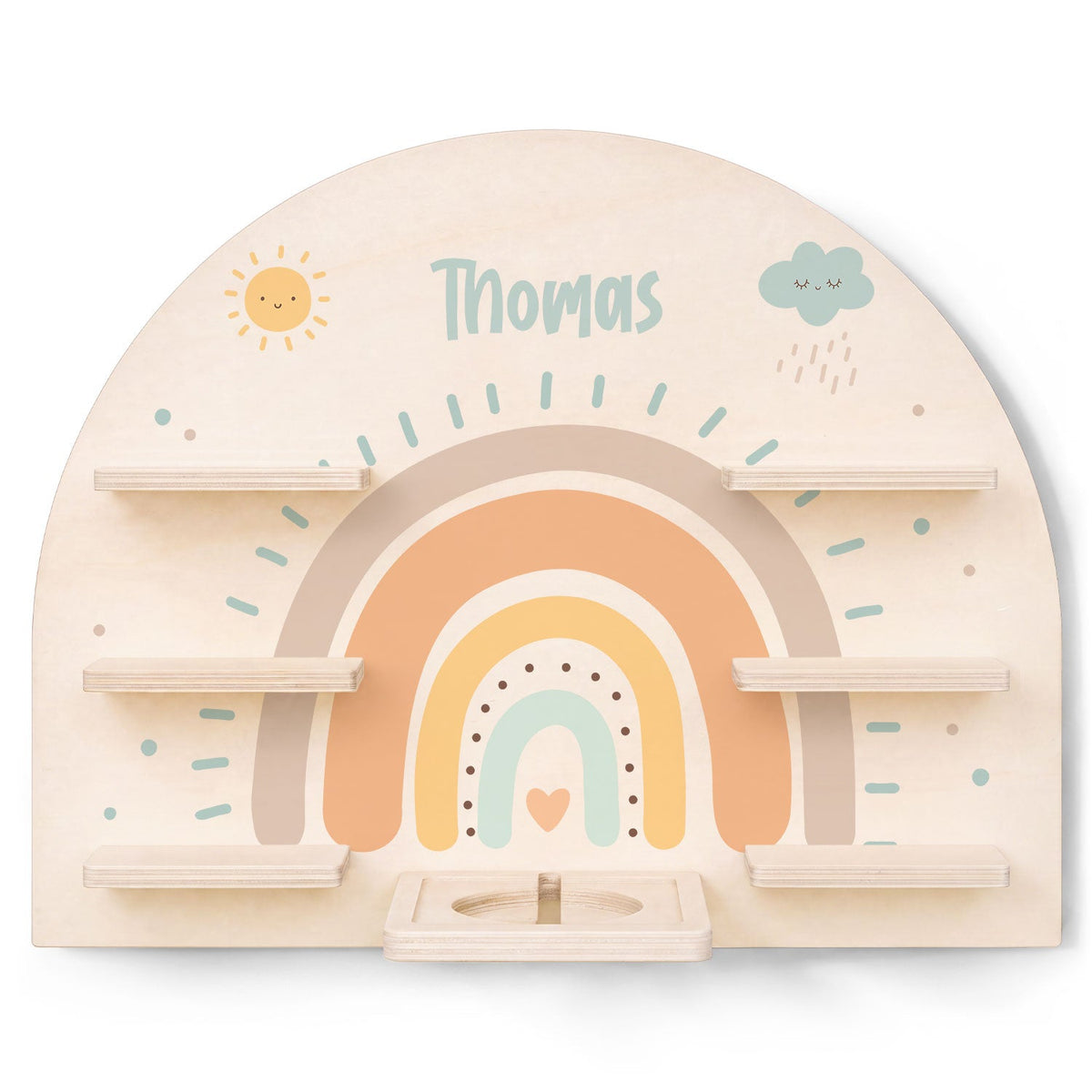 Toniebox Regal für Kinderzimmer - Regenbogen Pastell - Personalisiert mit Namen