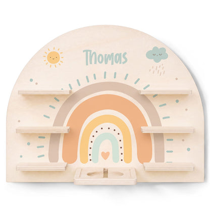 Toniebox Regal für Kinderzimmer - Regenbogen Pastell - Personalisiert mit Namen