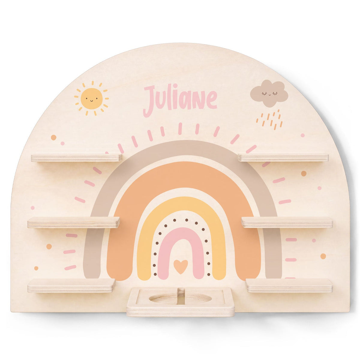 Toniebox Regal für Kinderzimmer - Regenbogen Pastell - Personalisiert mit Namen