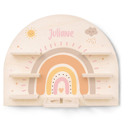 Toniebox Regal für Kinderzimmer - Regenbogen Pastell - Personalisiert mit Namen