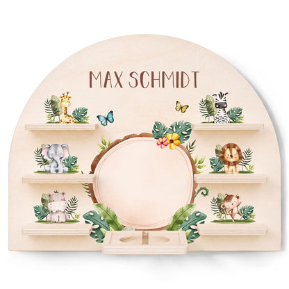 Toniebox Regal für Kinderzimmer - Tiergruppe Safari - Personalisiert mit Namen