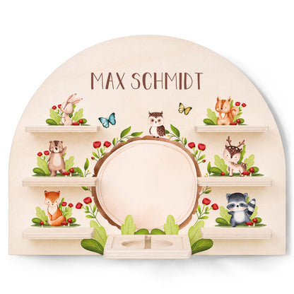 Toniebox Regal für Kinderzimmer - Tiergruppe Wald - Personalisiert mit Namen