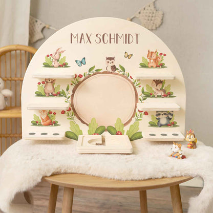 Toniebox Regal für Kinderzimmer - Tiergruppe Wald - Personalisiert mit Namen