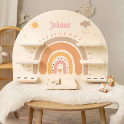 Toniebox Regal für Kinderzimmer - Regenbogen Pastell - Personalisiert mit Namen