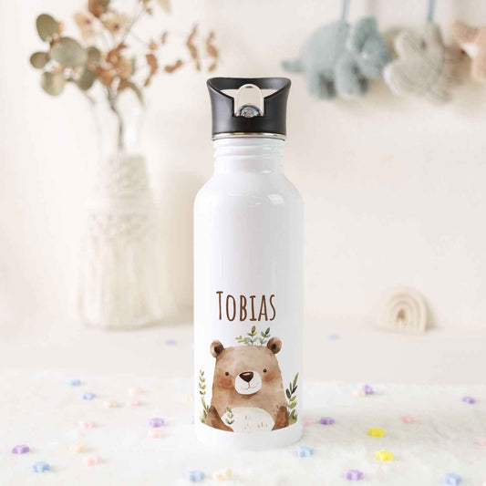 Bedruckte Trinkflasche aus Edelstahl - Bärenfreunde
