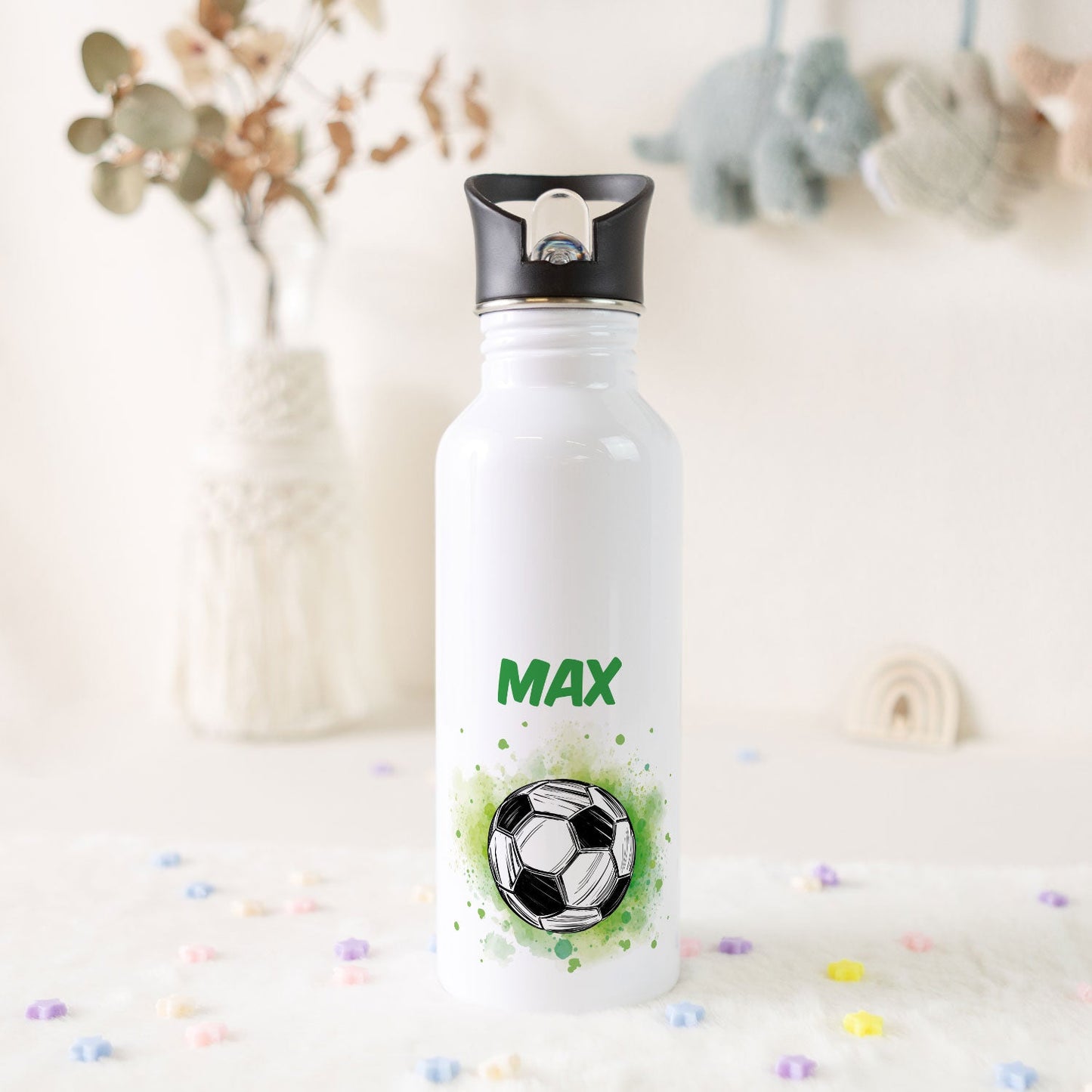 Bedruckte Trinkflasche aus Edelstahl - Fußball