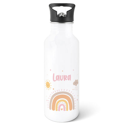 Bedruckte Trinkflasche aus Edelstahl - Regenbogen Pastell