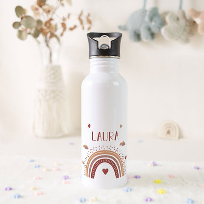Bedruckte Trinkflasche aus Edelstahl - Regenbogen