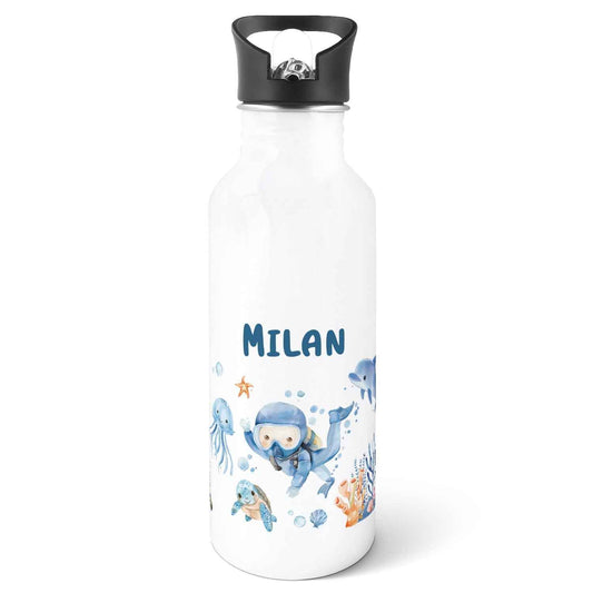 Bedruckte Trinkflasche aus Edelstahl - Taucher