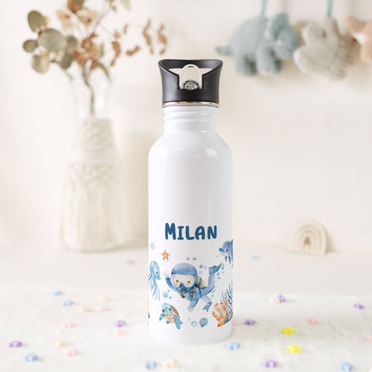 Bedruckte Trinkflasche aus Edelstahl - Taucher